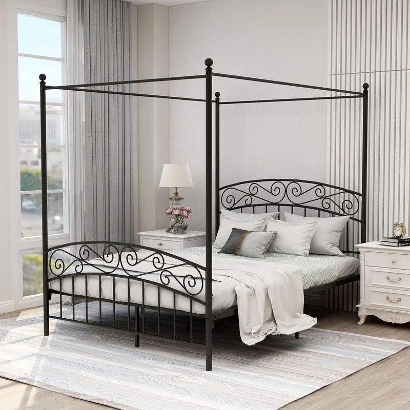 Canopy Bed Frame Metal Queen - Struttura letto a baldacchino Queen Size,