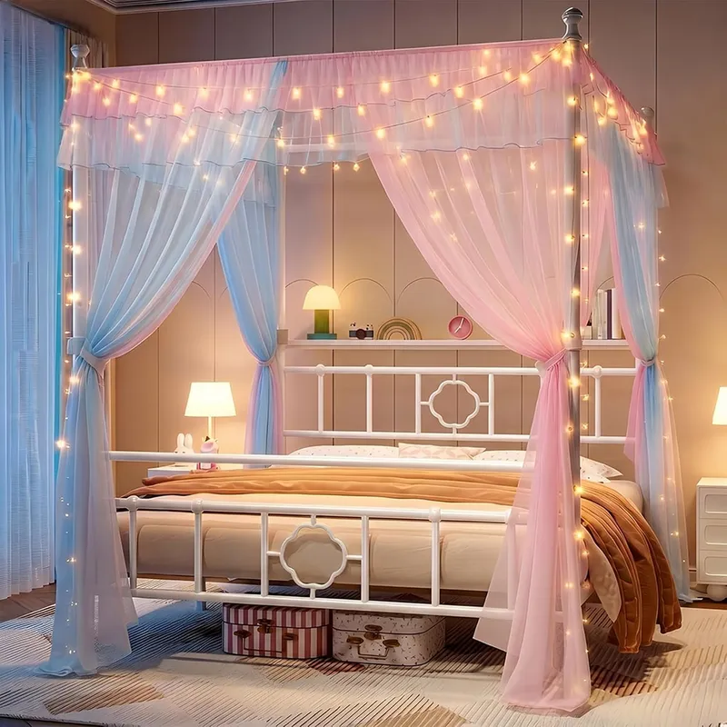 Canopy Bed Frame Metal Queen - Struttura letto a baldacchino Queen con