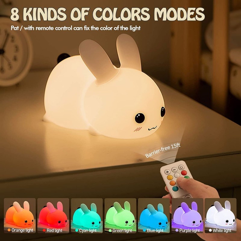 Floating Nightstand With Led Light - LED Rabbit Night Light telecomando dimmerabile