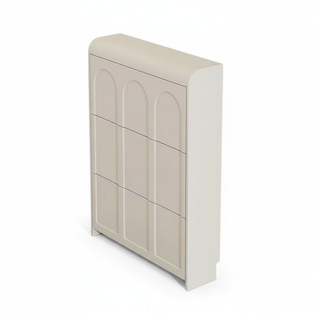 Shoe Rack Cabinet Narrow Entryway - Scarpiera Moderna in Legno Crema Ultra-Sottile