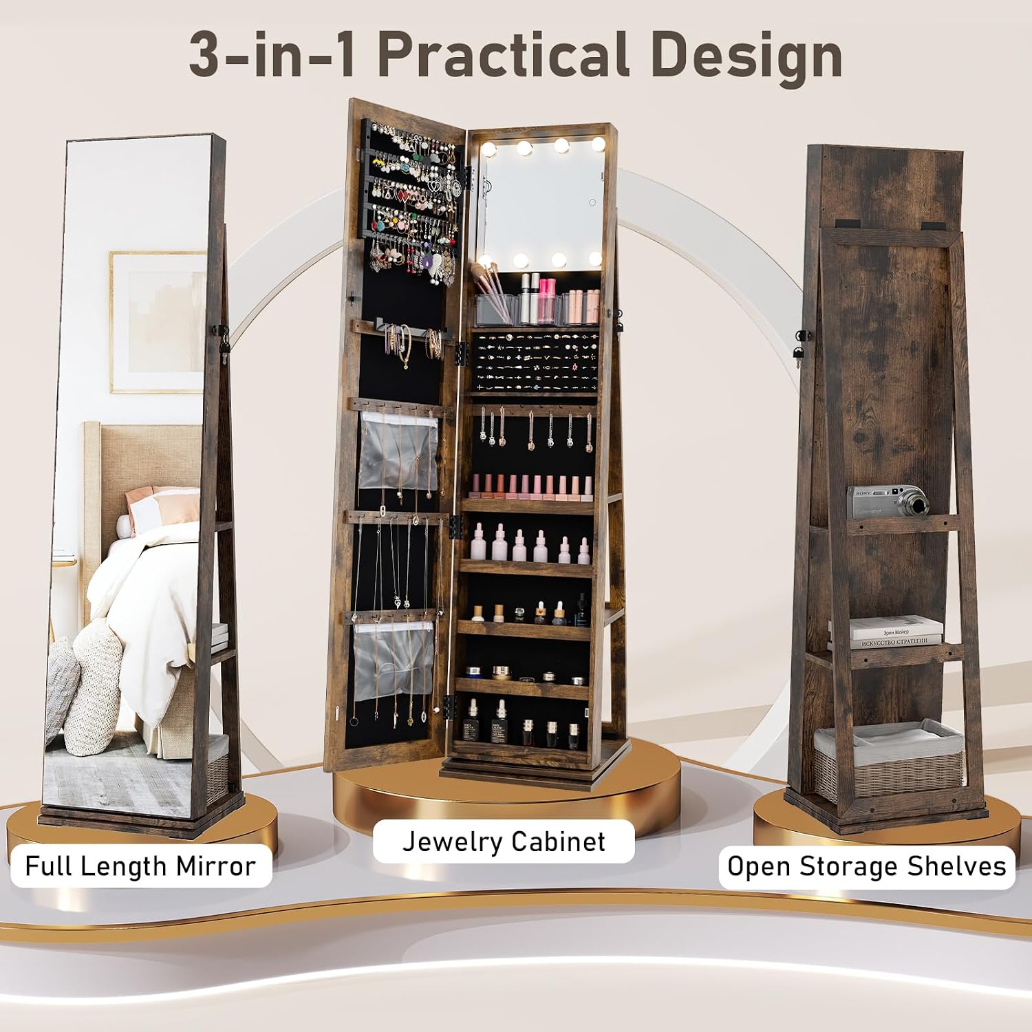 Armadio Portagioie Girevole co - Full Length Mirror Jewelry Armoire recensione e prezzo