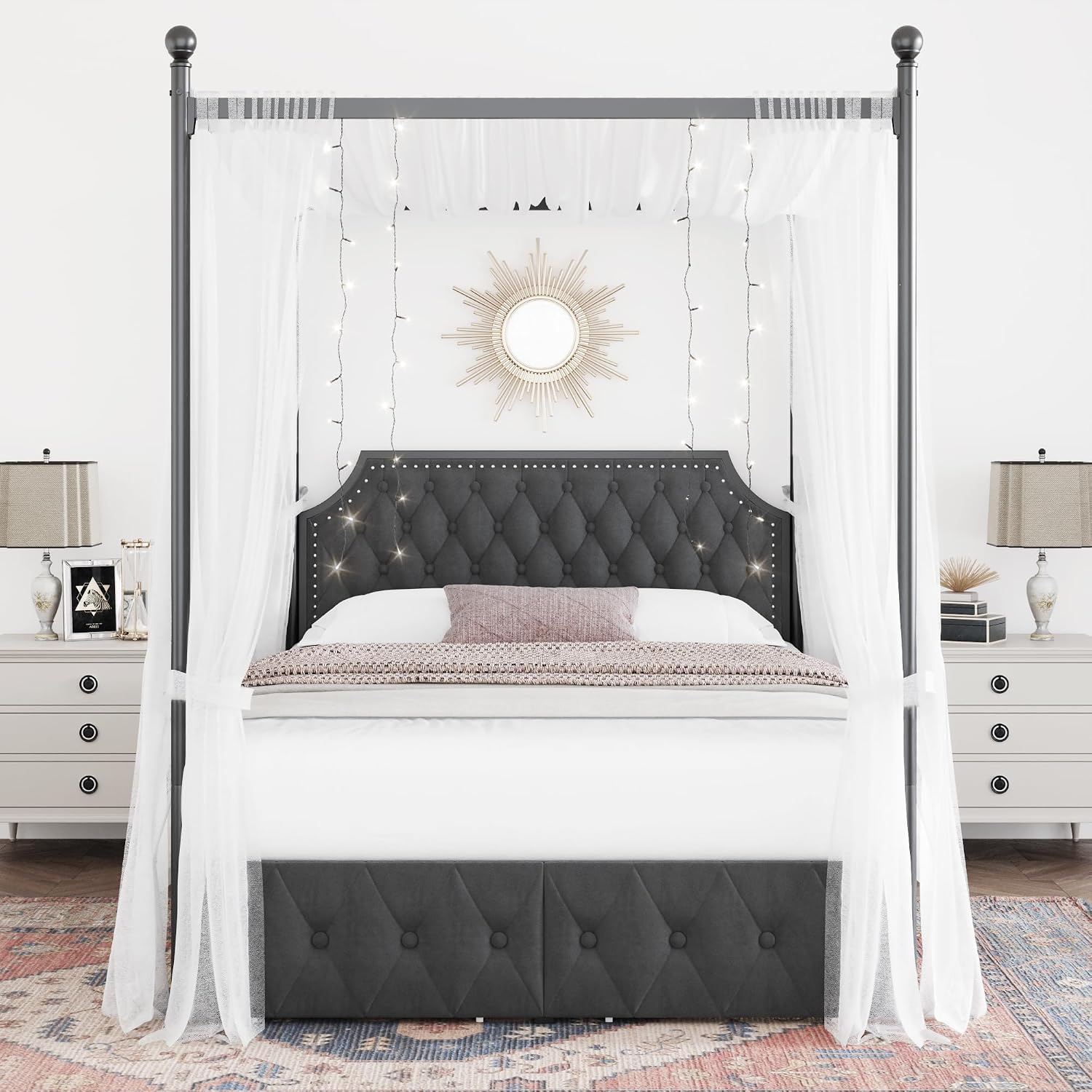 Struttura per letto matrimonia - Canopy Bed Frame Metal Queen recensione e prezzo
