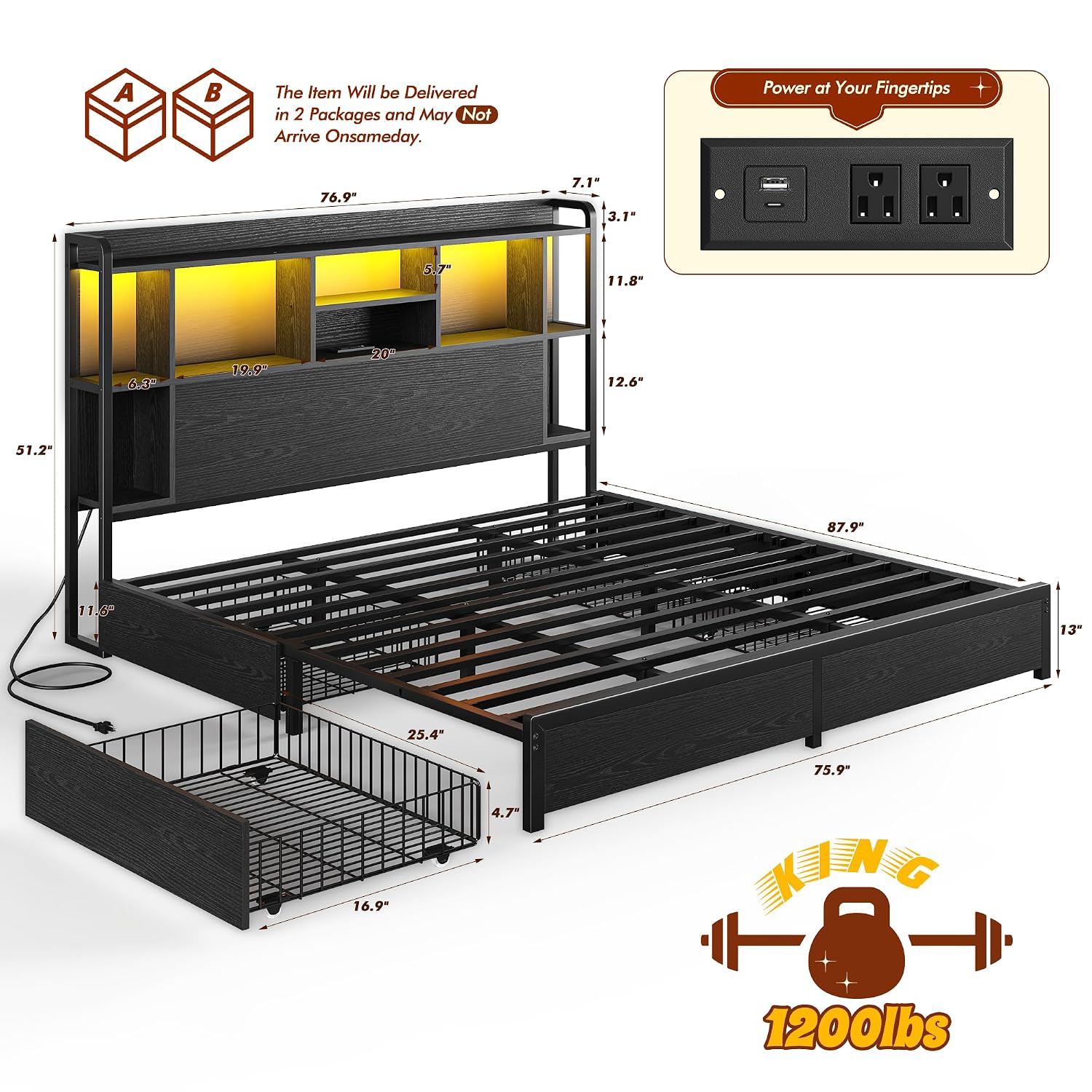 Letto matrimoniale con testier - King Size Bed Frame With Storage Drawers recensione e prezzo
