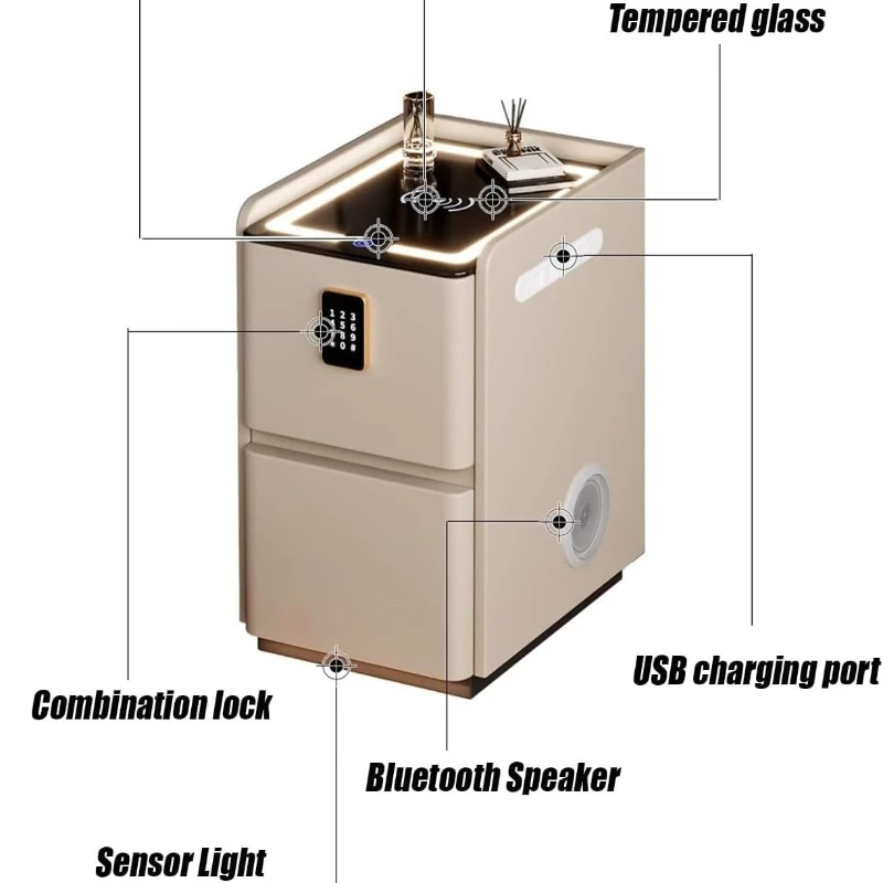 Comodini con Porte USB, Luci L - Solid Wood Nightstand 2 Drawers recensione e prezzo