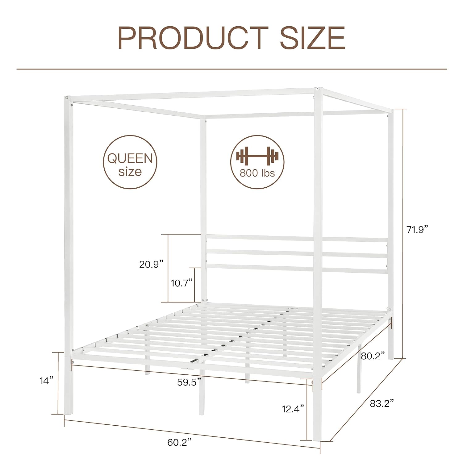 Letto a baldacchino in metallo - Canopy Bed Frame Metal Queen recensione e prezzo